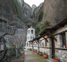 Monastery of St. Anthony carved into the cliffs of Meteora, Greece. A serene symbol of spirituality and ancient architecture