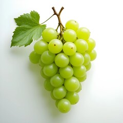 Green grapes fresh fruit and white background  