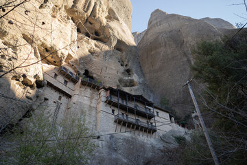 Monastery of St. Anthony carved into the cliffs of Meteora, Greece. A serene symbol of spirituality and ancient architecture