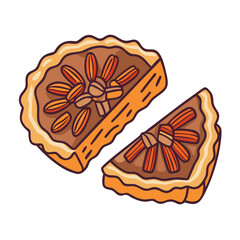 slices of pecan pie vector icon, slices of pecan pie vector illustration - simple illustration of slices of pecan pie, perfect for logos and iconsslices of pecan pie