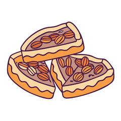 slices of pecan pie vector icon, slices of pecan pie vector illustration - simple illustration of slices of pecan pie, perfect for logos and iconsslices of pecan pie