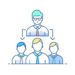 boss with team members vector icon, boss with team members vector illustration - simple illustration of boss with team members, perfect for logos and iconsboss with team members