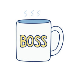 coffee mug with boss text vector icon, coffee mug with boss text vector illustration - simple illustration of coffee mug with boss text, perfect for logos and iconscoffee mug with boss text