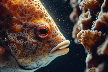 Detailed macro photography captures boxfish and corals textures with lighting