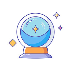 Obraz premium crystal ball vector icon, crystal ball vector illustration - simple illustration of crystal ball, perfect for logos and icons crystal ball