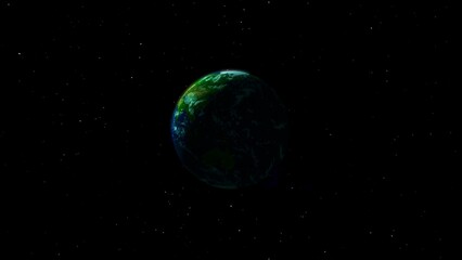 3d rotated zoom in realistic planet earth in star background