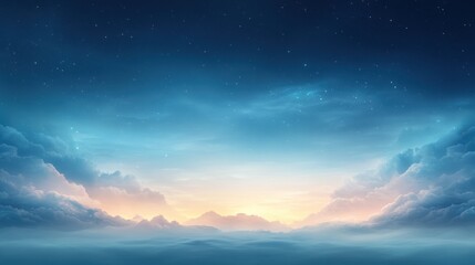 Fototapeta premium Tranquil dawn sky with rolling clouds and starry horizon