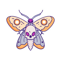 moth with skull vector icon, moth with skull vector illustration - simple illustration of moth with skull, perfect for logos and icons moth with skull