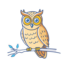owl on a branch vector icon, owl on a branch vector illustration - simple illustration of owl on a branch, perfect for logos and icons owl on a branch