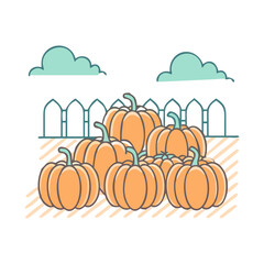 pumpkin patch vector icon, pumpkin patch vector illustration - simple illustration of pumpkin patch, perfect for logos and icons pumpkin patch