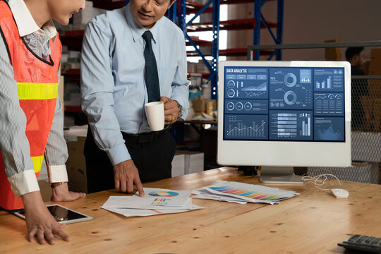 Business data dashboard provide business intelligence analytic for marketing strategy planning snugly with big data set to analyze customer demands and foreseeing business future