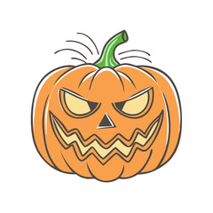 scary pumpkin face vector icon, scary pumpkin face vector illustration - simple illustration of scary pumpkin face, perfect for logos and icons scary pumpkin face