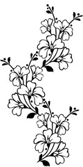 black and white, vector floral motif 