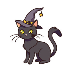 witch s black cat vector icon, witch s black cat vector illustration - simple illustration of witch s black cat, perfect for logos and icons witch s black cat