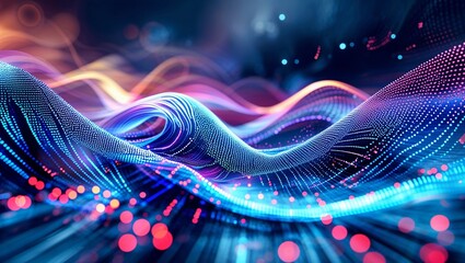 Abstract digital wave flowing through big data 