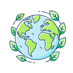 earth with leaves vector icon, earth with leaves vector illustration - simple illustration of earth with leaves, perfect for logos and icons earth with leaves