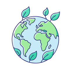 earth with leaves vector icon, earth with leaves vector illustration - simple illustration of earth with leaves, perfect for logos and icons earth with leaves