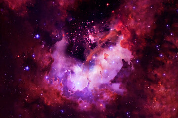 Blue space nebula with stars. Elements of this image furnished by NASA