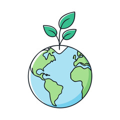 globe with a plant vector icon, globe with a plant vector illustration - simple illustration of globe with a plant, perfect for logos and icons globe with a plant