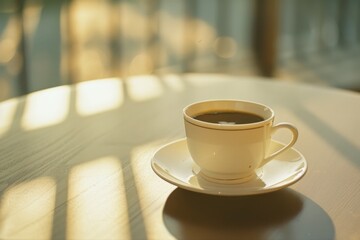 Obraz premium A cup of coffee on a table representing a refreshing work break