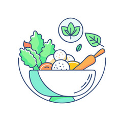 vegan meal bowl vector icon, vegan meal bowl vector illustration - simple illustration of vegan meal bowl, perfect for logos and icons vegan meal bowl