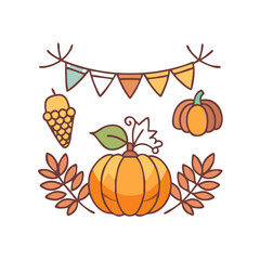fall themed decorations vector icon, fall themed decorations vector illustration - simple illustration of fall themed decorations, perfect for logos and iconsfall themed decorations