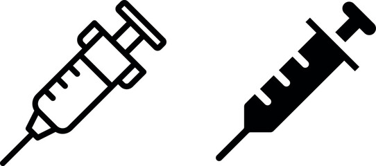 Medical Syringe with Needle Vector Icon Set: Precise and Clinical Designs