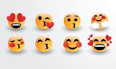 Fototapeta premium Love emoji set with different poses