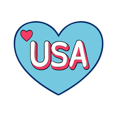 heart with usa text vector icon, heart with usa text vector illustration - simple illustration of heart with usa text, perfect for logos and icons heart with usa text