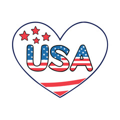 heart with usa text vector icon, heart with usa text vector illustration - simple illustration of heart with usa text, perfect for logos and icons heart with usa text