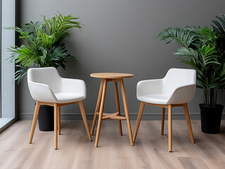 Cozy seating arrangement with plants in modern decor