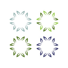 Natural Spring Leaves Sign Symbol Logo isolated on White Vector