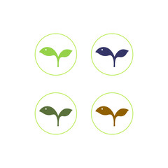 Natural Spring Leaves Sign Symbol Logo isolated on White Vector