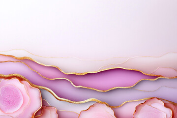 Obraz premium Modern Abstract Line Illustration Showcasing Soft Pink Hues With Golden Accents for Elegant Design Concepts