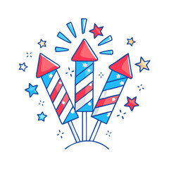 Fototapeta premium red white and blue fireworks icon, red white and blue fireworks vector