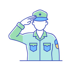 soldier saluting vector icon, soldier saluting vector illustration - simple illustration of soldier saluting, perfect for logos and icons soldier saluting