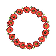 wreath of poppies vector icon, wreath of poppies vector illustration - simple illustration of wreath of poppies, perfect for logos and icons wreath of poppies