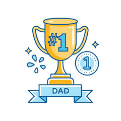 1 dad trophy or badge vector icon, 1 dad trophy or badge vector illustration - simple illustration of 1 dad trophy or badge, perfect for logos and icons 1 dad trophy or badge