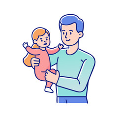 family man holding child vector icon, family man holding child vector illustration - simple illustration of family man holding child, perfect for logos and iconsfamily man holding child