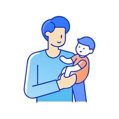 family man holding child vector icon, family man holding child vector illustration - simple illustration of family man holding child, perfect for logos and iconsfamily man holding child
