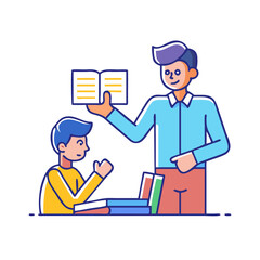 father teaching son vector icon, father teaching son vector illustration - simple illustration of father teaching son, perfect for logos and iconsfather teaching son
