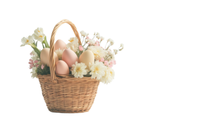 Basket with Easter egg transparent background