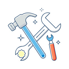 toolset hammer and wrench vector icon, toolset hammer and wrench vector illustration - simple illustration of toolset hammer and wrench, perfect for logos and iconstoolset hammer and wrench