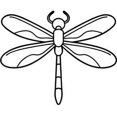 Dragon fly line art vector illustration 