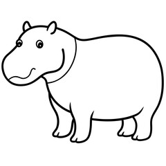  Hippopotamus line art vector illustration 