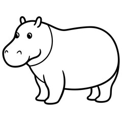  Hippopotamus line art vector illustration 