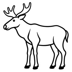 Moose line art vector illustration 