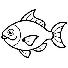 Piranha  line art vector illustration 