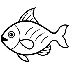 Piranha  line art vector illustration 