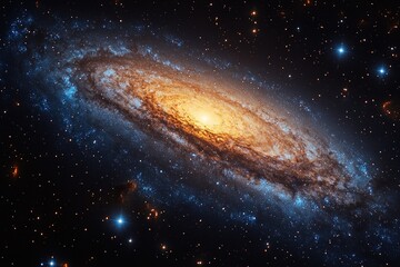 Fototapeta premium Spiral galaxy, stars, cosmic dust, vibrant colors.